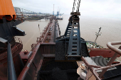Coking coal is unloaded at Immingham Port