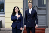Finnish President Alexander Stubb meets with Kosovo's President Vjosa Osmani Sadriu in Helsinki