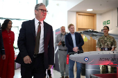 Britain's Prime Minister Keir Starmer visits a defence contractor in Bedfordshire