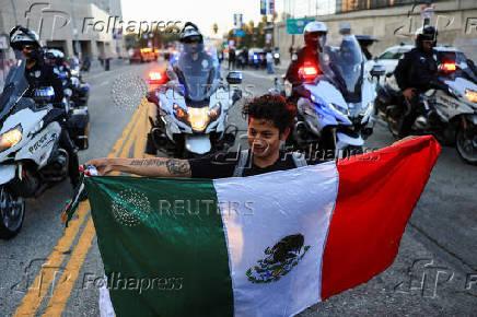 Protest against federal immigration sweeps, in Los Angeles
