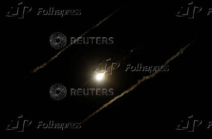 Missiles launched from Iran towards Israel are seen from Tubas