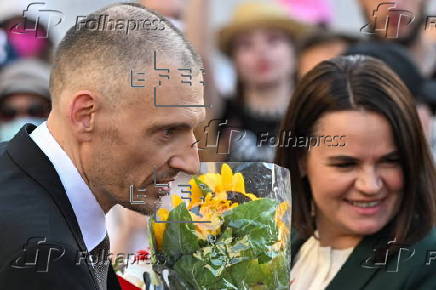 Political rally for the Belarusian opposition in Warsaw