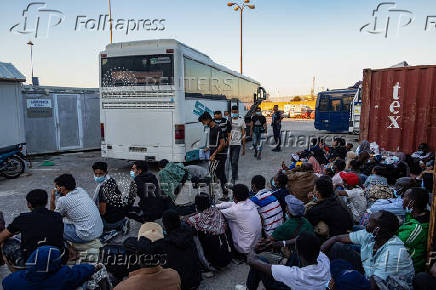 Newly-arrived migrants on the island of Crete