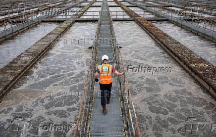 FILE PHOTO: Mogden Sewage Treatment Works, operated by Thames Water, in west London