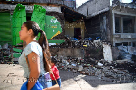 Aftermath of an earthquake, in Comapa