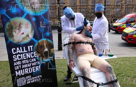 PETA protests against animal testing for scientific research in London