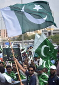 University students rally in solidarity with the Pakistani armed forces in in Karachi