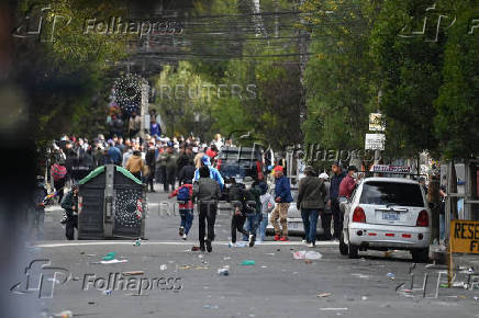 Supporters of Bolivia's former president Evo Morales protest demanding his candidacy, in La Paz