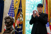 U.S. President Donald Trump and Elon Musk attend a press conference at the White House
