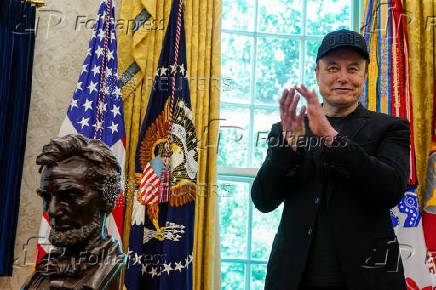 U.S. President Donald Trump and Elon Musk attend a press conference at the White House