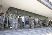 California National Guard stationed outside federal building in Los Angeles
