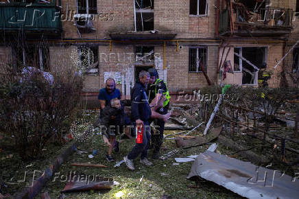 Aftermath of a Russian drone strike in Kyiv