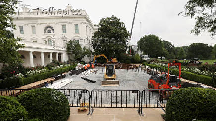 Rose Garden renovation at the White House in Washington