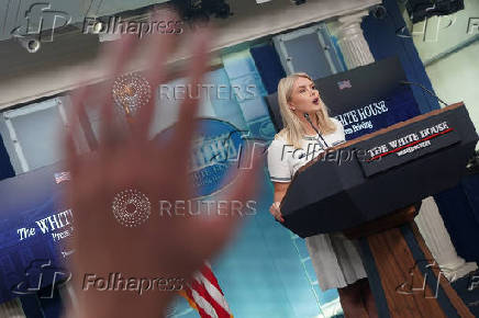 White House Press Secretary Leavitt holds a press briefing at the White House in Washington