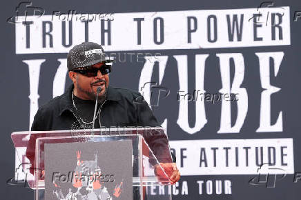 Rapper and actor Ice Cube gets hands and feet cemented in Hollywood