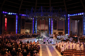 Catholics attend a Requiem Mass for Pope Francis at Liverpool Metropolitan Cathedral, following the death of Pope Francis, in Liverpool