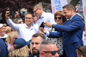 Presidential candidate Rafal Trzaskowski campaigns in Kluczbork