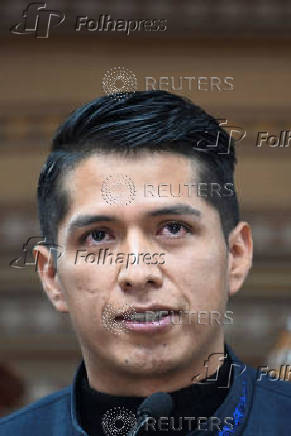 Andronico Rodriguez holds a press conference following the Constitutional Court's (TCP) ruling, in La Paz