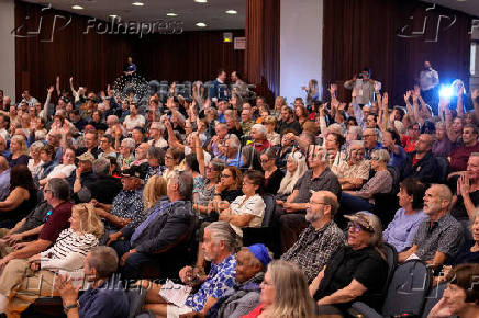 U.S. Congressman Mike Lawler (R-NY) attends a town hall meeting in Mahopac, New York