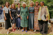 Britain's Queen Camilla attends the Women's Prize for Fiction and Nonfiction event in London