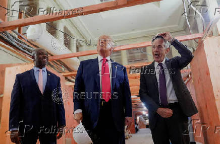 U.S. President Trump tours the Federal Reserve Board building in Washington, D.C.