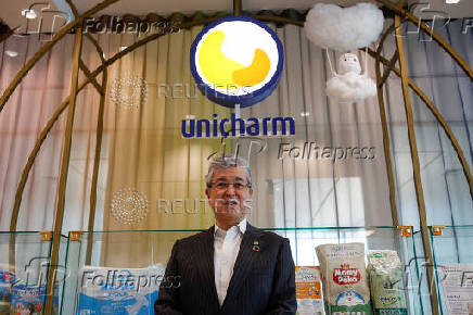 Unicharm Corp's President and CEO Takahisa Takahara poses for a photo during an interview with Reuters