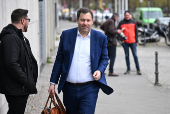 Co-leader of the Social Democratic party (SPD) Lars Klingbeil arrives for coalition talks in Berlin