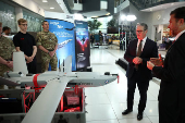 Britain's Prime Minister Keir Starmer visits a defence contractor in Bedfordshire
