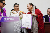 Judges elected to Mexico's Supreme Court receive certificates confirming their victory in the judicial election in Mexico City