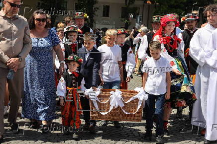 Traditional Corpus Christi procession in Lowicz