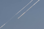 Missiles launched from Iran towards Israel are seen from Hebron