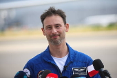 Polish astronaut Uznanski Wisniewski arrives in Cologne after completing Axiom 4 mission