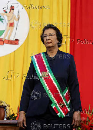 Suriname's Jennifer Simons sworn in as president, in Paramaribo