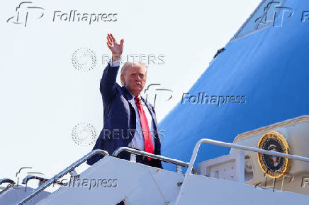 U.S. President Donald Trump departs for Scotland
