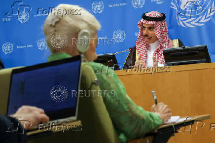 U.N. conference hosted by France and Saudi Arabia to work towards a two-state solution between Israel and the Palestinians, in New York