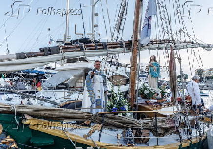 Traditional Feast of the Assumption procession along the port of Nice
