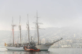 El buque escuela Juan Sebastián Elcano llega a Valparaíso, primera escala en el Pacífico