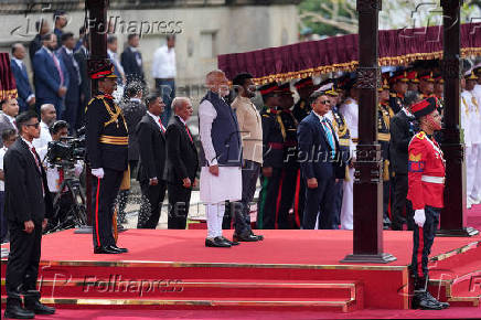 India's PM Modi attends his welcoming ceremony in Colombo