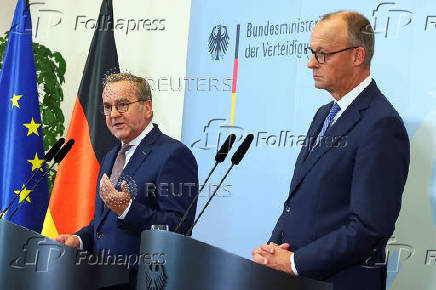 German Chancellor Merz and Defence Minister Pistorius hold a press conference after cabinet meeting, in Berlin