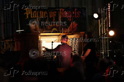 Organist David Pipe plays the organ at York Minster in York
