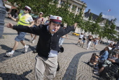 Newly graduated students celebrate end of high school in the streets of Copenhagen