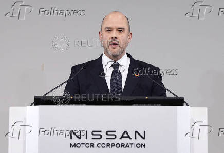 Nissan's CEO Ivan Espinosa speaks to reporters during a press conference in Yokohama