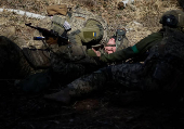 Young recruit of the Ukrainian Armed Forces attends an exercise in Kyiv region