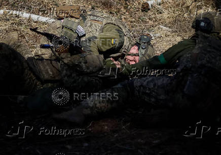 Young recruit of the Ukrainian Armed Forces attends an exercise in Kyiv region