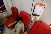 Blood transfusion of patients on World Thalassemia Day in Pakistan