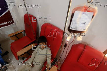 Blood transfusion of patients on World Thalassemia Day in Pakistan