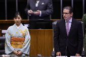 Japan's Princess Kako attends a session in celebration of the 130th anniversary of the establishment of diplomatic relations between Brazil and Japan, in Brasilia