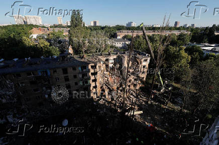 Aftermath of Russian drone and missile strikes, amid Russia's attack on Ukraine, in Kyiv