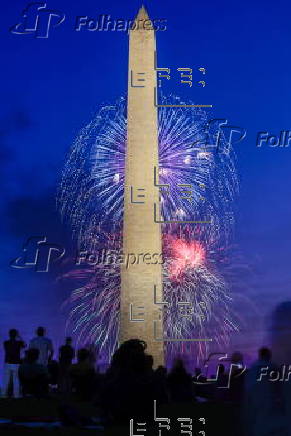 Fireworks illuminate the Washington Monument on Independence Day
