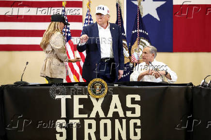 U.S. President Donald Trump visits flood affected areas of Texas